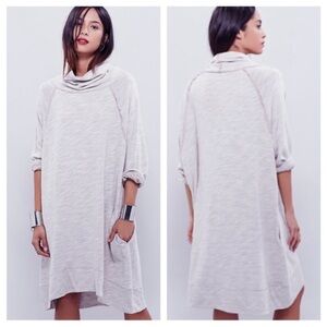 BOGO! Free People Terri Cowl Neck Dress Oatmeal Tan Cream Size M/L